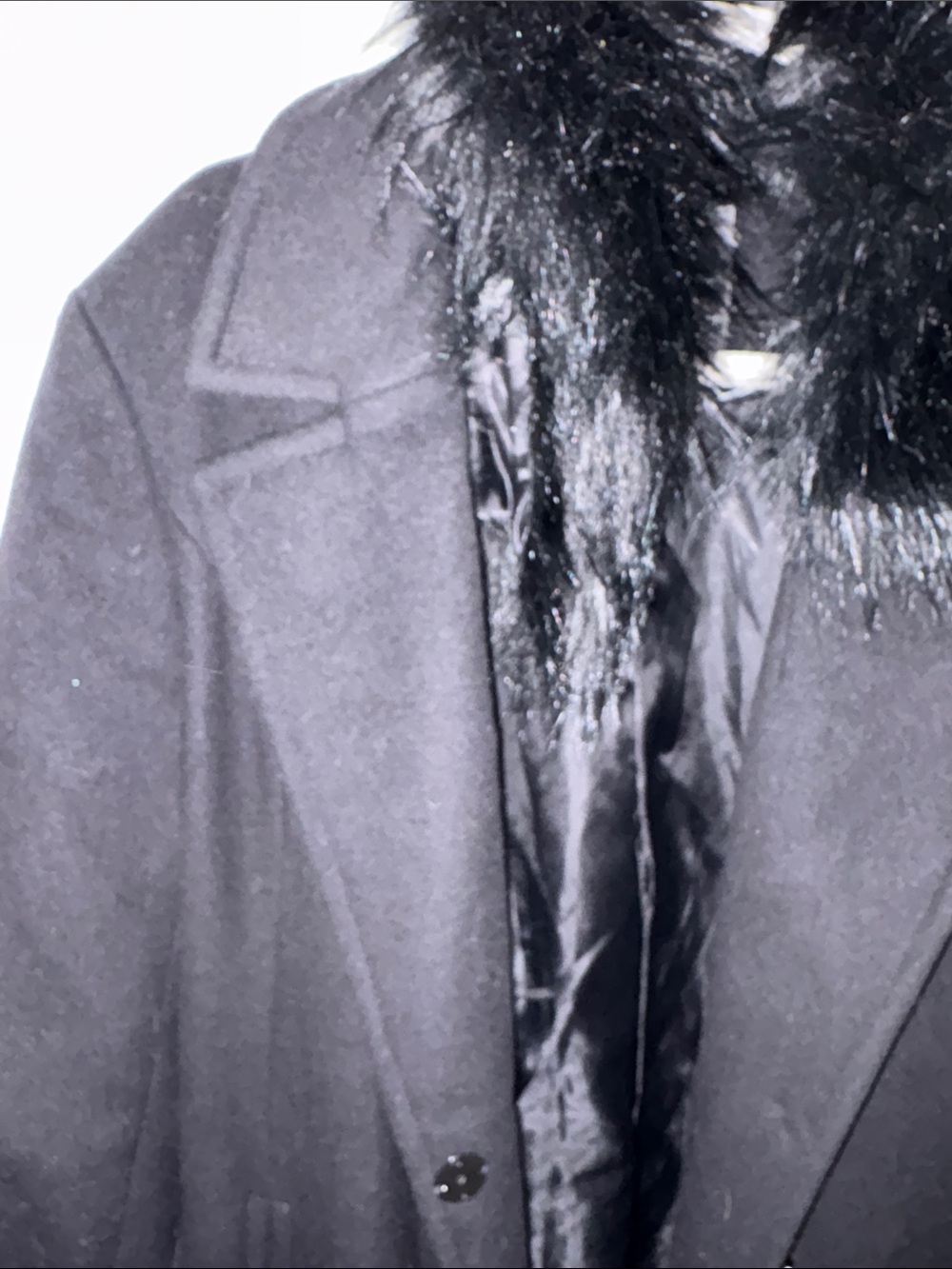 Vince Camuto Black Trench Coat with Faux Fur Collar - Picture 6 of 7